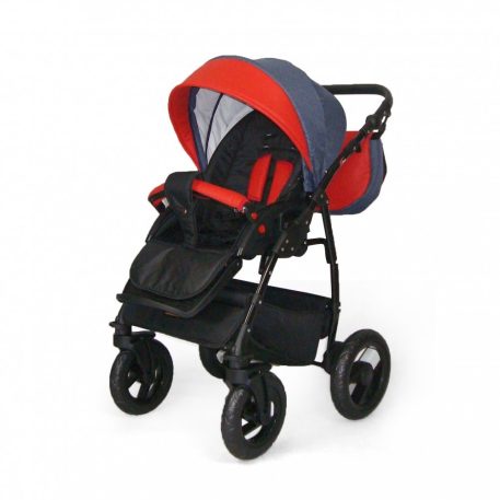 Detský kombinovaný kočík Mama Kiddies Alpina 3v1 s doplnkami, farba modro červená