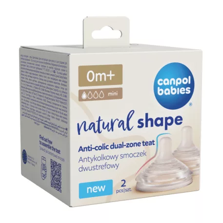 Canpol Babies Cumlík k fľaši Natural Shape 0m+ 2ks