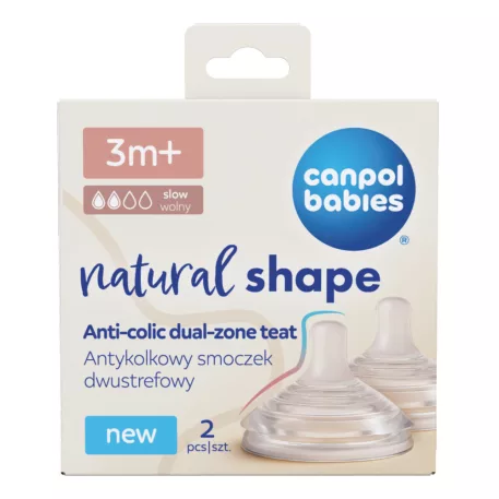 Canpol Babies Cumlík k fľaši Natural Shape 3m+ 2ks