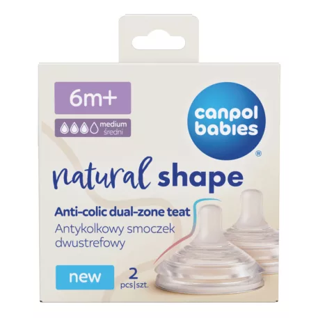 Canpol Babies Cumlík k fľaši Natural Shape 6m+ 2ks