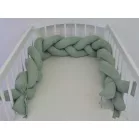 Pletený mantinel do postieľky – 210 cm – vintage zelená