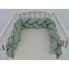   Pletený mantinel do postieľky – 210 cm – vintage zelená