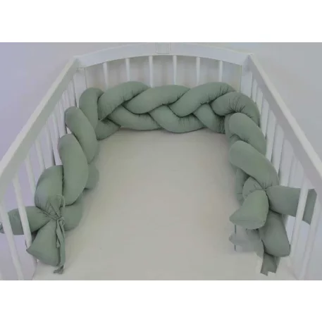 Pletený mantinel do postieľky – 210 cm – vintage zelená