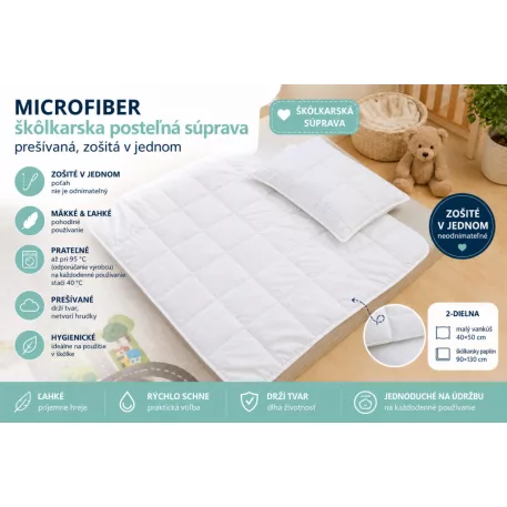 Microfiber detská posteľná súprava pre škôlkarov – prešívaná