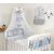 Mama Kiddies Baby Bear 6-dielna detská posteľná bielizeň s mantinelom 360°, sivá - vzor s macíkmi