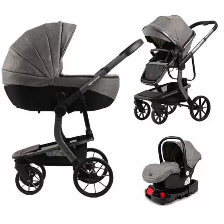 Mama Kiddies® Icon 4v1 multifunkčný kočík s príslušenstvom v sivej farbe s ISOFIX základňou + Darček