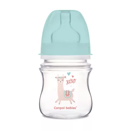Canpol babies Antikoliková fľaša so širokým hrdlom EasyStart 120 ml PP EXOTIC ANIMALS zelená