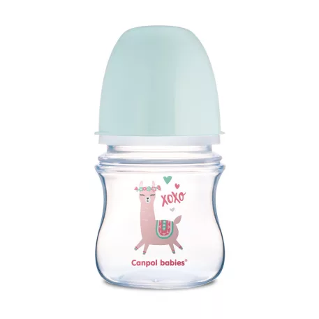 Canpol babies Antikoliková fľaša so širokým hrdlom EasyStart 120 ml PP EXOTIC ANIMALS zelená