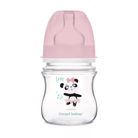 Canpol babies Antikoliková fľaša so širokým hrdlom EasyStart 120 ml PP EXOTIC ANIMALS ružová