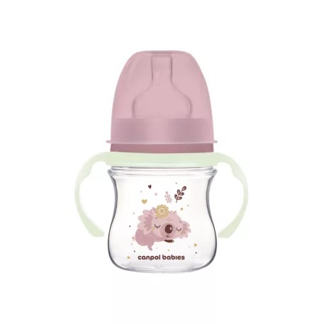 Canpol babies Fľaša proti kolike so svietiacou rúčkou EasyStart SLEEPY KOALA 120ml ružová
