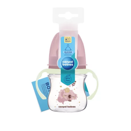 Canpol babies Fľaša proti kolike so svietiacou rúčkou EasyStart SLEEPY KOALA 120ml ružová