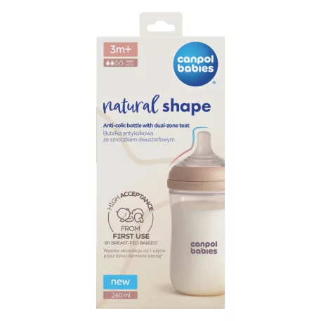 Canpol babies Fľaša antikoliková Natural Shape 260 ml