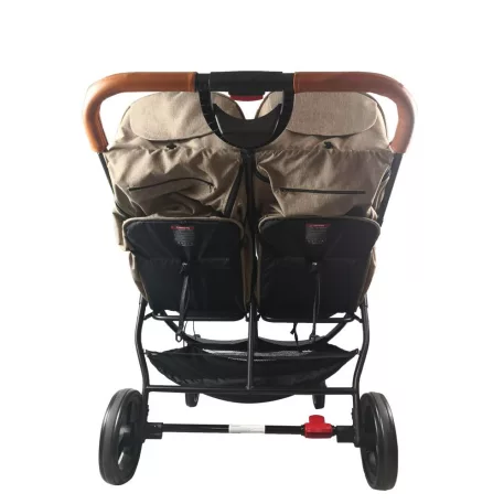 Detský športový kočík Mama Kiddies TWIN JAM v hnedej farbe pre dvojičky +darček dvojitý držiak na fľaše