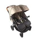 Detský športový kočík Mama Kiddies TWIN JAM v hnedej farbe pre dvojičky +darček dvojitý držiak na fľaše