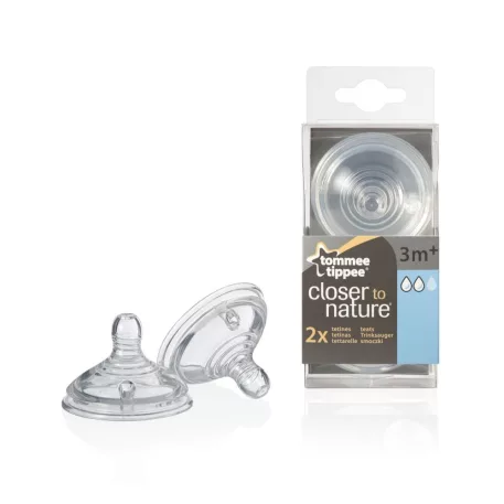 Tommee Tippee cumlík na fľašu - silikónový Anti-Colic, stredný prietok, 2 ks