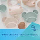Canpol babies Silikónový delený tanier s prísavkou Macko krémový
