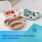 Canpol babies Silikónový delený tanier s prísavkou Macko krémový