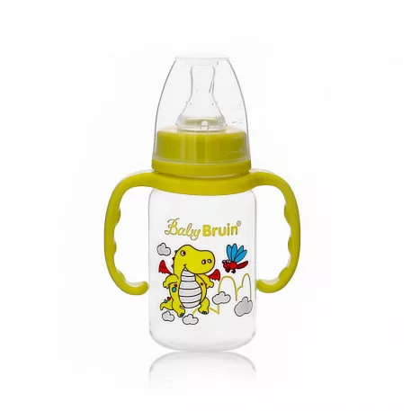 Baby Bruin detská kojenecká fľaša s uškom, 120 ml + Darček - zelená