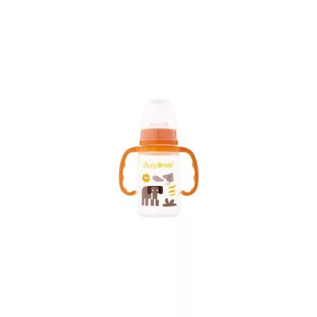 1 ks dojčenskej fľaše Baby Bruin s držadlami, 120 ml + darček-orange