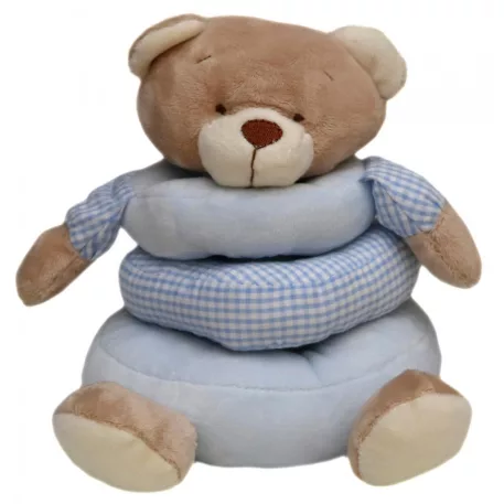 Baby Bruin  plyšový medveď 17 cm v tvare prsteňa - modrá