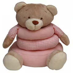   Baby Bruin  plyšový medveď 17 cm v tvare prsteňa - ružová