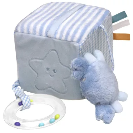 Baby Bruin 3D plyšová kocka v tvare  morských  zvieratiek 10x10x10 cm - modrá