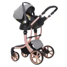 Mama Kiddies® Sun 3v1 Grey ELITE multifunkčný kočík s príslušenstvom v svetlošedej farbe + darček
