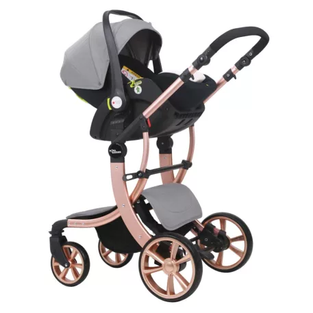 Mama Kiddies® Sun 3v1 Grey ELITE multifunkčný kočík s príslušenstvom v svetlošedej farbe + darček