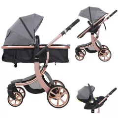   Mama Kiddies® Sun 3v1 Grey ELITE multifunkčný kočík s príslušenstvom v šedej farbe + darček