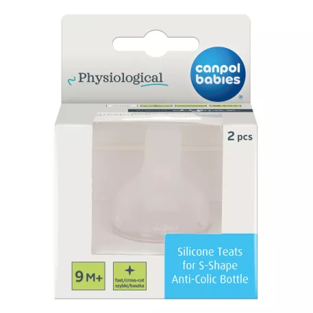 Canpol babies Cumlík silikónový k fľaši S-Shape 9m+ 2ks rýchly