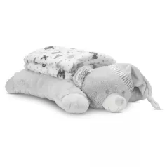   Lorelli Poffy Duo deka 75 × 90 cm s vankúšom 45 × 30 cm – White Grey Teddy Bear