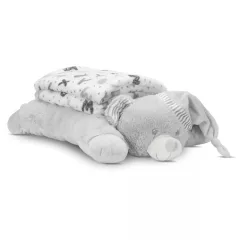   Lorelli Poffy Duo deka 75 × 90 cm s vankúšom 45 × 30 cm – White Grey Teddy Bear