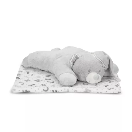 Lorelli Poffy Duo deka 75 × 90 cm s vankúšom 45 × 30 cm – White Grey Teddy Bear