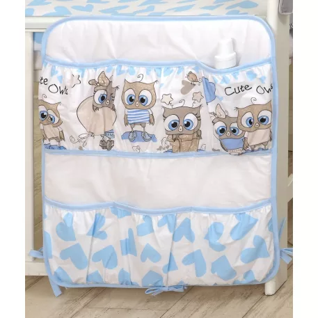 Mama Kiddies® Baby Bear vreckový organizér bielo-modrý so sovičkami
