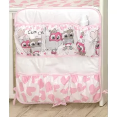   Mama Kiddies® Baby Bear vreckový organizér bielo-ružový so sovičkami