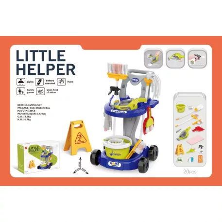 Mama Kiddies® 20-dielna upratovacia súprava Little Helper s doplnkami – modrá farba