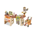 Mama Kiddies® detský supermarket s nákupným vozíkom – 65-dielna súprava so svetlom a zvukom, hnedý