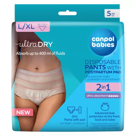 Canpol babies 2 az 1 v popôrodná nohavičková plienka L/XL (5 ks)