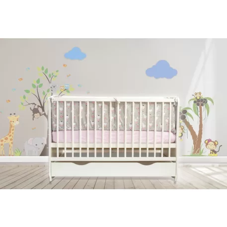 Mama Kiddies® Sofie Dreams 5-dielna detská posteľná bielizeň s 360° roštom Dancing Bunny v sivej farbe