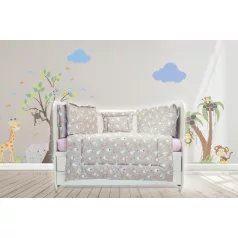   Mama Kiddies® Sofie Dreams 5-dielna detská posteľná bielizeň s 360° roštom Dancing Bunny v sivej farbe