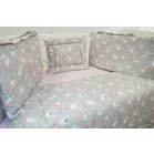 Mama Kiddies® Sofie Dreams 5-dielna detská posteľná bielizeň s 360° roštom Dancing Bunny v sivej farbe