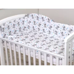   Mama Kiddies® Baby Bear 5-dielna detská posteľná bielizeň s mantinelom 180°, v sivej farbe so vzorom medvedíka