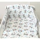 Mama Kiddies® Baby Bear 5-dielna detská posteľná bielizeň s mantinelom 180°, v sivej farbe so vzorom medvedíka