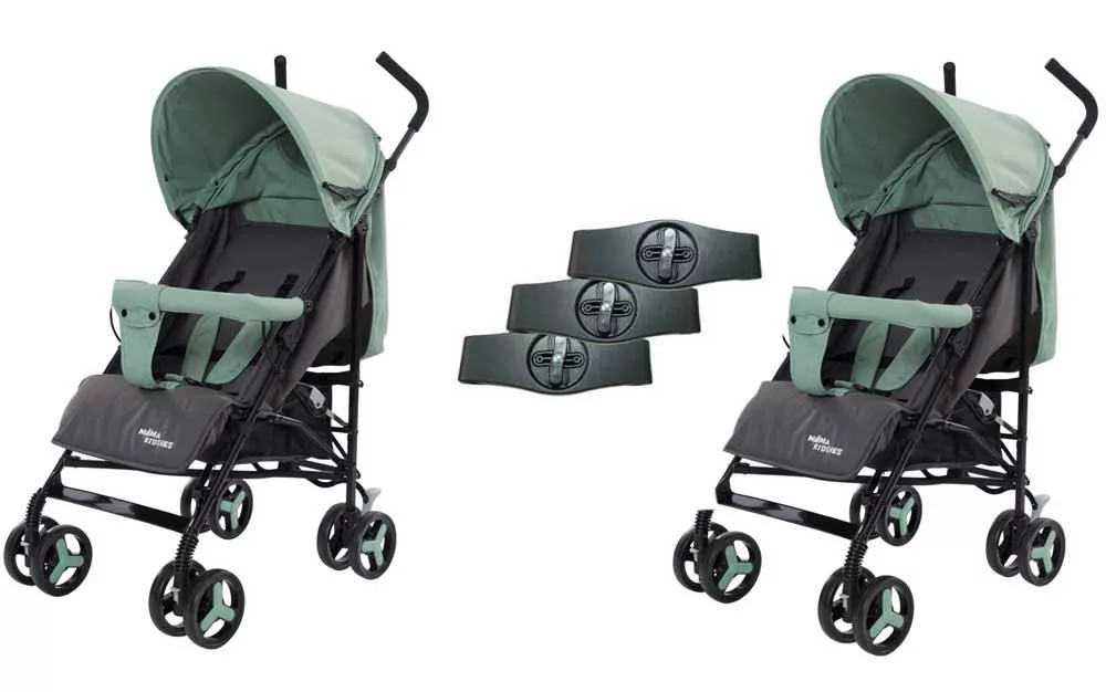 Mama Kiddies® Vento športový kočík pre dvojičky v zeleno-sivej farbe
