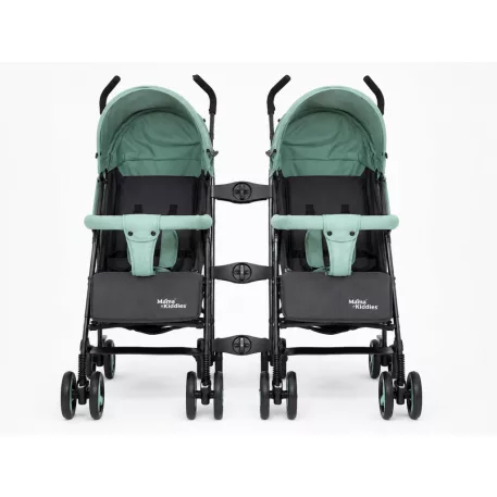 Mama Kiddies® Vento športový dvojkočík (pre dvojičky) v zeleno-sivej farbe + darček: pláštenky