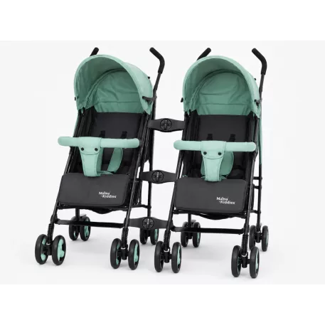 Mama Kiddies® Vento športový dvojkočík (pre dvojičky) v zeleno-sivej farbe + darček: pláštenky