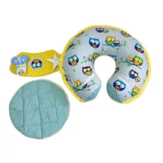   Mama Kiddies® MyKids konvertibilný vankúš do detskej sedačky s modrým a žltým vzorom sovy
