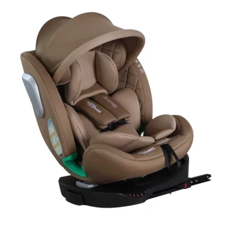 ISOFIX 360° otočná autosedačka Mama Kiddies® iSize Journey Extra (40–150 cm) v béžovej farbe s podpornou nohou + darček slnečná clona a opierka nôh