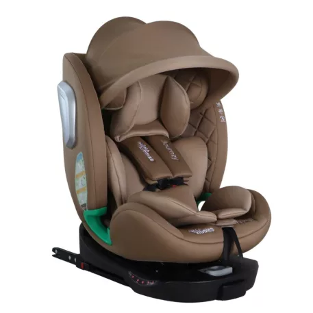 ISOFIX 360° otočná autosedačka Mama Kiddies® iSize Journey Extra (40–150 cm) v béžovej farbe s podpornou nohou + darček slnečná clona a opierka nôh