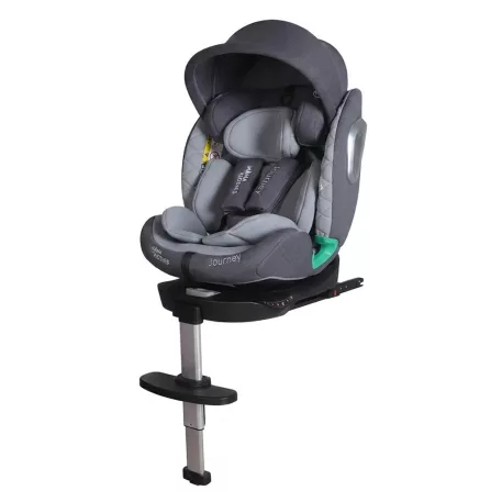 ISOFIX 360° otočná autosedačka Mama Kiddies® iSize Journey Extra (40–150 cm) v sivej farbe s podpornou nohou + darček slnečná clona a opierka nohy